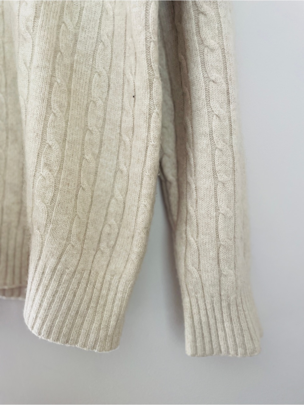 Davis & Squires 2-Ply Cashmere Cable Knit Crewneck Sweater Beige Tan Size L - Picture 4 of 6